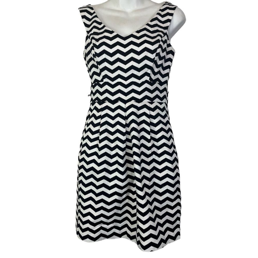 WHITE HOUSE BLACK MARKET Chevron Zig Zag Sleeveless Babydoll Cotton Dress 00